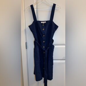 LOFT Dark Blue Midi Dress with Buttons